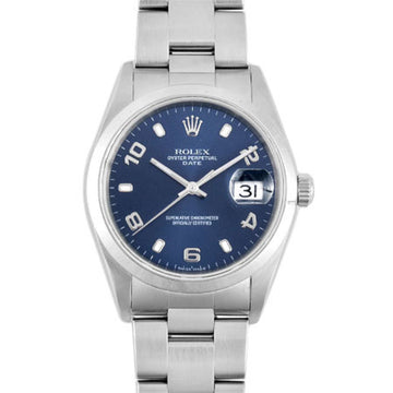 ROLEX Oyster Perpetual Date 15200 SS K serial men's self-winding watch blue dial