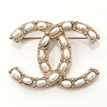 CHANEL Cocomark Brooch Metal/Fake Pearl Women's Gold