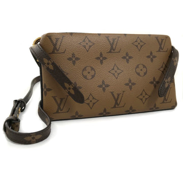 LOUIS VUITTON Shoulder Bag Pochette LV3 Monogram Reverse M45412 Canvas Lamb Leather Brown Women's