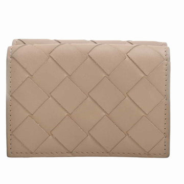 BOTTEGA VENETA Intrecciato Leather Trifold Wallet - Beige