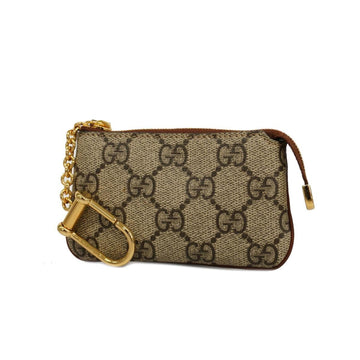 GUCCI Wallet/Coin Case GG Supreme 447964 Leather Brown Beige Gold Hardware Ladies
