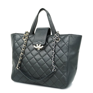 CHANELAuth  Matelasse 2way Bag Women's Caviar Leather Tote Bag Black