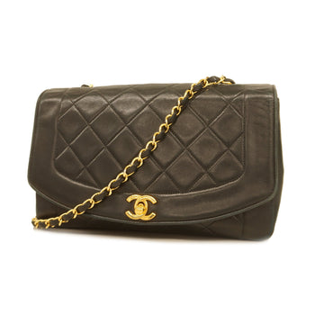 Chanel Matelasse Diana Flap Single Chain Women's Leather Shoulder Bag Black