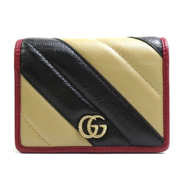 GUCCI Bifold Wallet GG Marmont Leather Beige x Black Red 573811