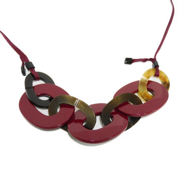 HERMES Necklace Caramba Long Pendant Rouge Ash Buffalo Horn Women's Accessories Jewelry