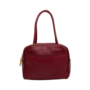 LOEWE Anagram Logo Engraved Nappa Leather Genuine Handbag Mini Boston Bag Red