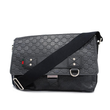 GUCCI Shoulder Bag Sherry Line Plus 246067 Leather Black Silver Hardware Women's