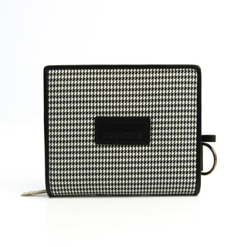 DIOR HOMME Houndstooth Pattern Unisex Canvas,Leather Coin Purse/coin Case Black,Off-white