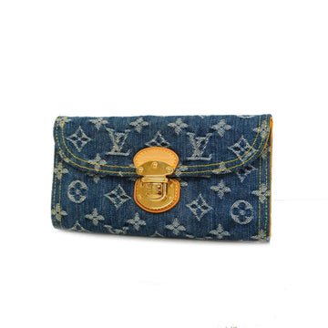 LOUIS VUITTON Trifold Long Wallet Monogram Denim Portofeuil Amelia M95511 Blue Ladies