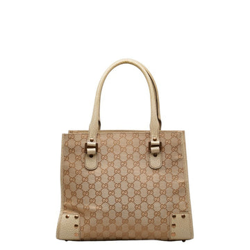 GUCCI GG Canvas Handbag 124260 Beige Leather Women's