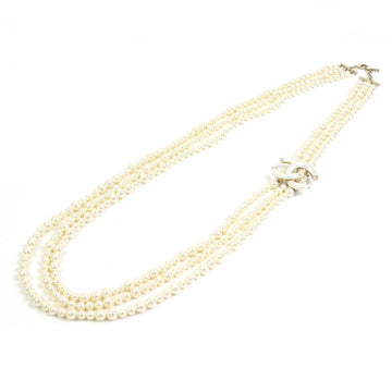 CHANEL necklace here mark fake pearl white ladies