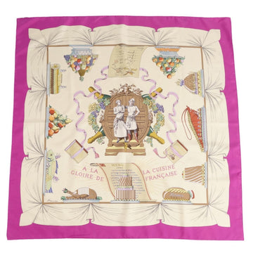 HERMES Scarf Muffler Carre90 A LA GLOIRE DE CUISINE FRANCAISE 100% Silk Ladies Multi Color