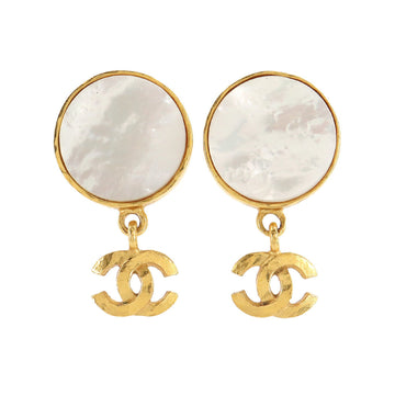 Chanel here mark swing earrings shell gold 95A vintage accessories