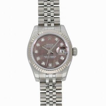 ROLEX Datejust 179174NG Random Black Shell x 10P Diamond Ladies Watch