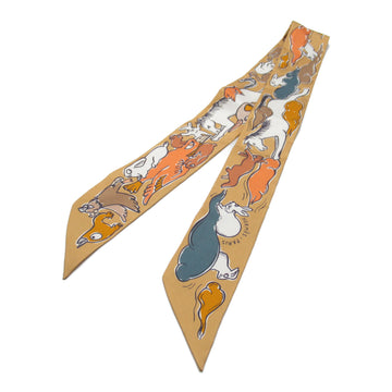 HERMES scarf Brown silk