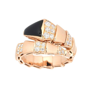 Bvlgari Serpenti Viper M Ring Onyx Diamond K18 PG Pink Gold 750
