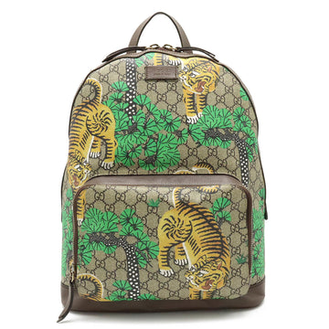 GUCCI GG Supreme Bengal Sherry Line Backpack Rucksack Tiger PVC Leather Beige Brown Multicolor 428027