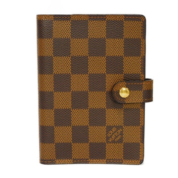 LOUIS VUITTON Notebook Cover Agenda PM Logo Brown Checkered Pattern Snap Button Damier Ebene R20700 Men's Women's