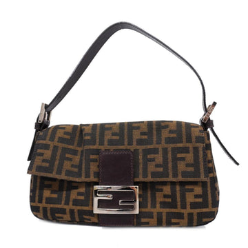 FENDI Handbag Zucca Nylon Canvas Brown Silver Hardware Women's