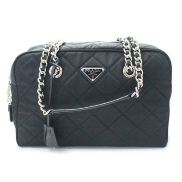 PRADA Tessuto Impunto Chain Shoulder Bag Black 1BB903 2AS3 F0002 Outlet Ladies
