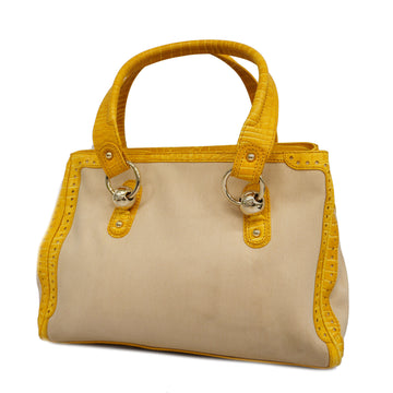 CELINEAuth  Tote Bag Women's Canvas Beige,Yellow
