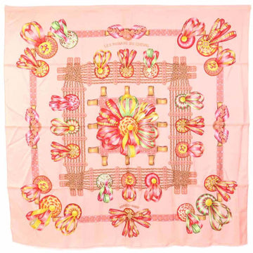 HERMES Scarf Carre 90 LES RUBANS DU CHEVAL Silk Pink/Multicolor Women's