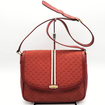 GUCCI Old Micro GG Shoulder Bag Crossbody Red Canvas Leather Ladies Fashion Vintage