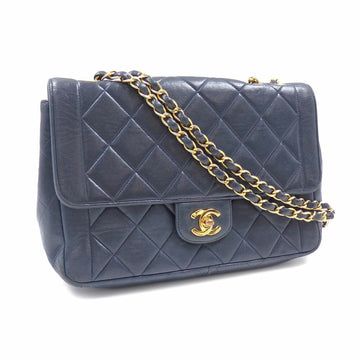 Chanel bag matelasse ladies navy blue lambskin leather