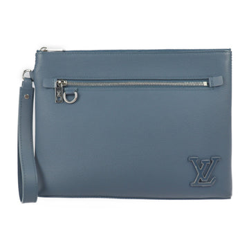 LOUIS VUITTON Pochette IPAD Second Bag M81029 Aerogram Leather Blue Silver Hardware Wristlet Clutch Pouch