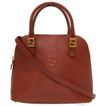 Fendi Vintage FF hardware Leather Handbag Brown