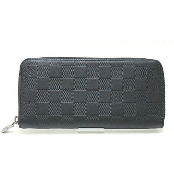 LOUIS VUITTON Zippy Vertical Damier Anfini Round Long Wallet N63548 Black