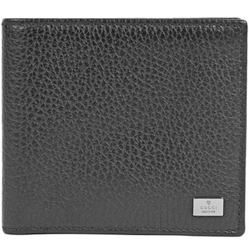 GUCCI bi-fold wallet black leather plate 150411