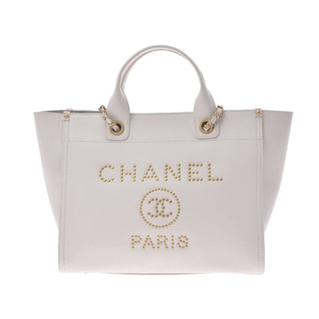 Chanel Deauville Tote Beige Ladies Caviar Skin Bag