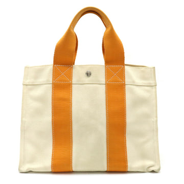 HERMES Bora PM Tote Bag Handbag Canvas Natural Orange Pouch Missing