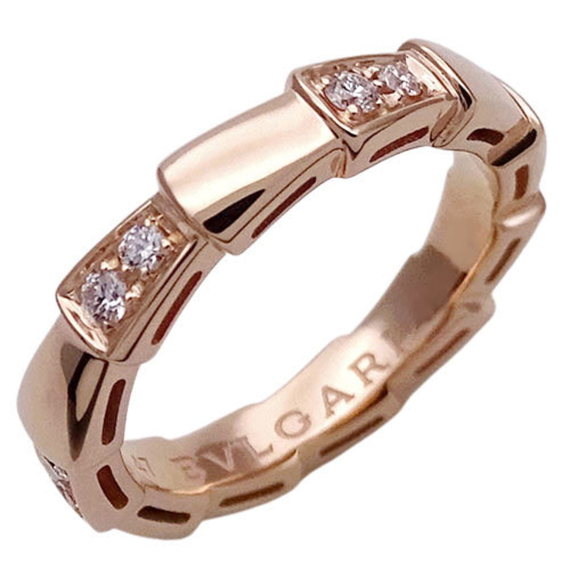 Bvlgari Ring Women's Diamond Pink Gold 750PG Serpenti Viper #47 About