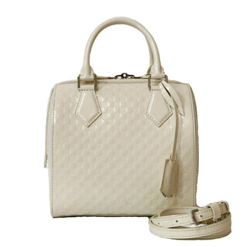 LOUIS VUITTON Shoulder Bag Damier Facet Speedy Cube M48904 White Claim Ladies Enamel