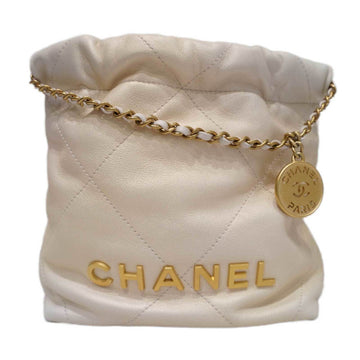 CHANEL 22 chain shoulder bag AS3980 white G shiny calfskin ladies