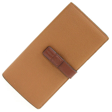 LOEWE Bifold Long Wallet Anagram Vertical Large C660S40X01 Light Camel Pecan Leather Women's