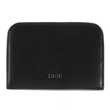 DIOR HOMME DIOR Logo Plate Leather Coin Case Purse Black Made in Italy