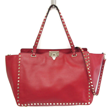 VALENTINO GARAVANI Garavani Lock Studs Women's Leather Shoulder Bag,Tote Bag Red Color