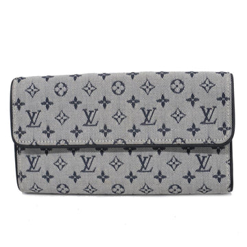 LOUIS VUITTON Trifold Long Wallet Monogram Mini Porte Tresor International M92242 Blue Ladies