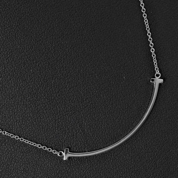 TIFFANY T Smile Small Necklace 3.7cm 2.9g K18 WG White Gold &Co.
