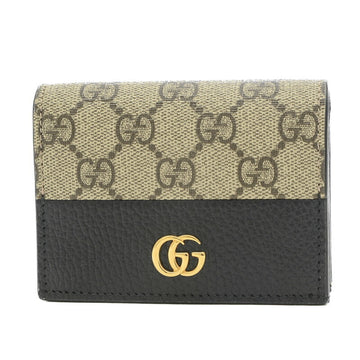 GUCCI GG Marmont Compact Wallet Leather/PVC Beige/Black 658610