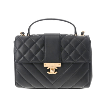 CHANEL matelasse chain shoulder black ladies lambskin bag