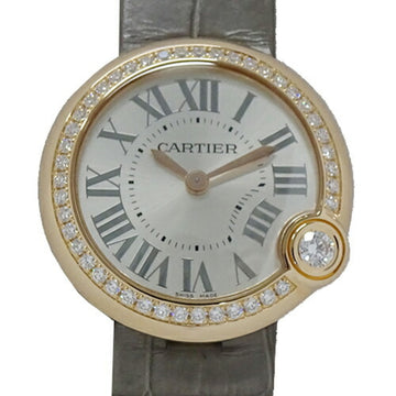 CARTIER Watch Ladies Baron Blanc de Diamond Quartz 750PG Leather WJBL0006