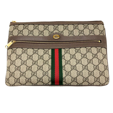 GUCCI Clutch Bag 517551 Offdia Sherry Line PVC Leather Beige Green Red Gold Hardware Women's