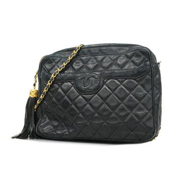 CHANEL Shoulder Bag Matelasse Chain Lambskin Navy Ladies