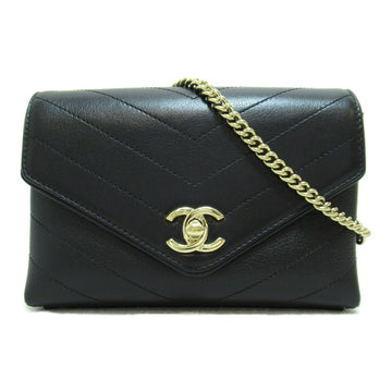 CHANEL V-stitch ChainShoulder bag Black Calfskin [cowhide]