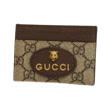 GUCCIAuth  Card Case Gold Hardware 597557 GG Supreme Card Case Beige,Brown