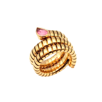 Bvlgari Tubogas 3 Row Ring About No. 11 Pink Tourmaline 750 K18YG Yellow Gold Women's Jewelry BVLGARI